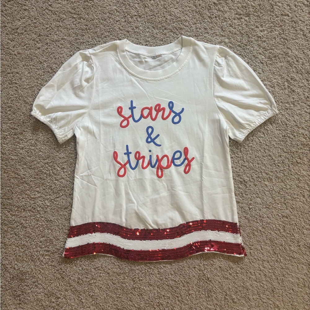 Women’s 'Stars & Stripes' T-Shirt - White and Red